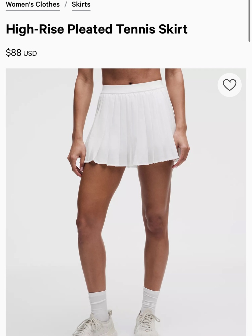 lululemon athletica White High-Rise Pleated Tennis Skirt size 12. Retails$88 nwt